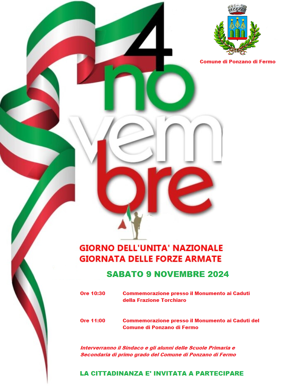 CERIMONIA COMMEMORATIVA DEL 4 NOVEMBRE - PROGRAMMA