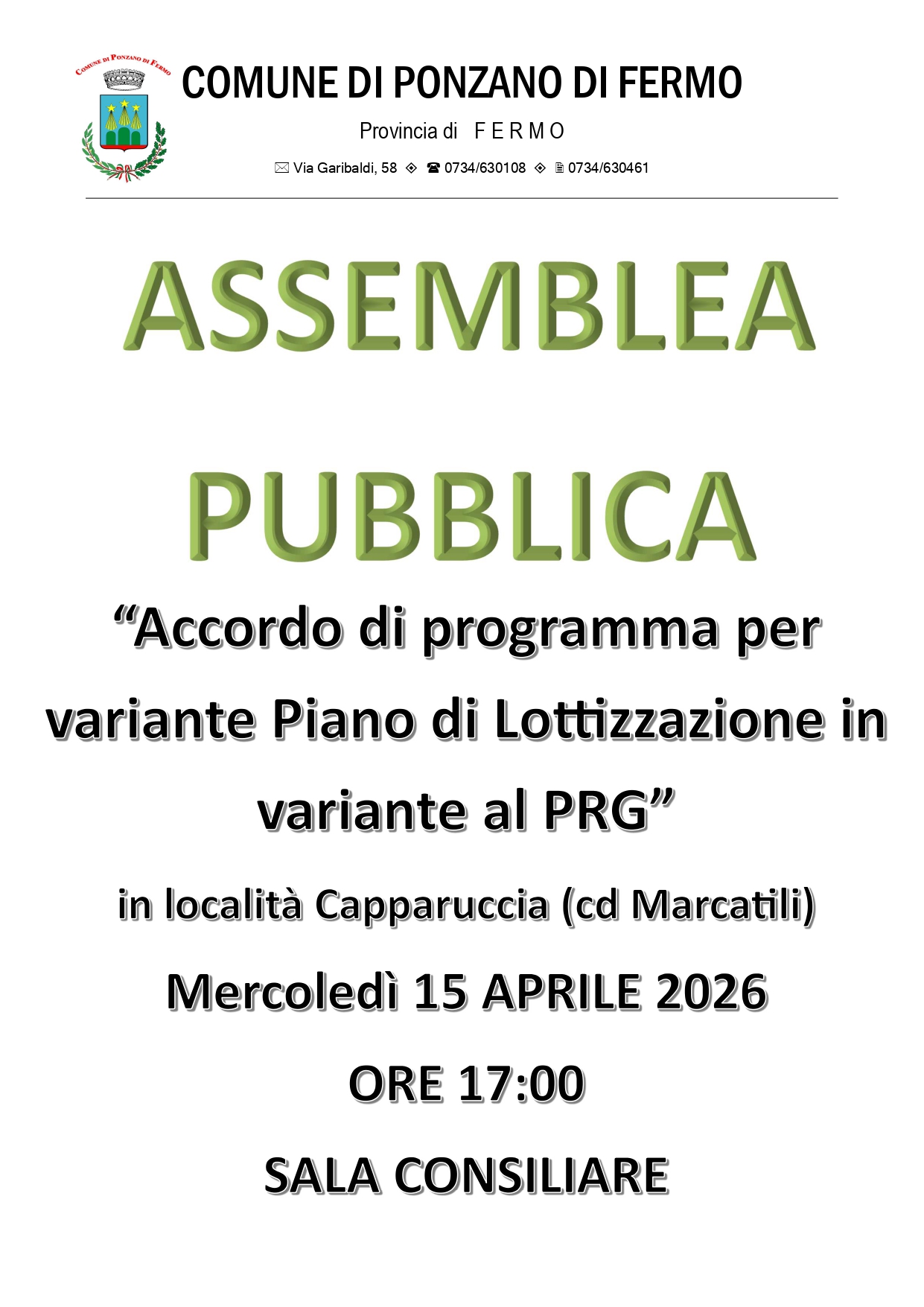 AVVISO ASSEMBLEA PUBBLICA