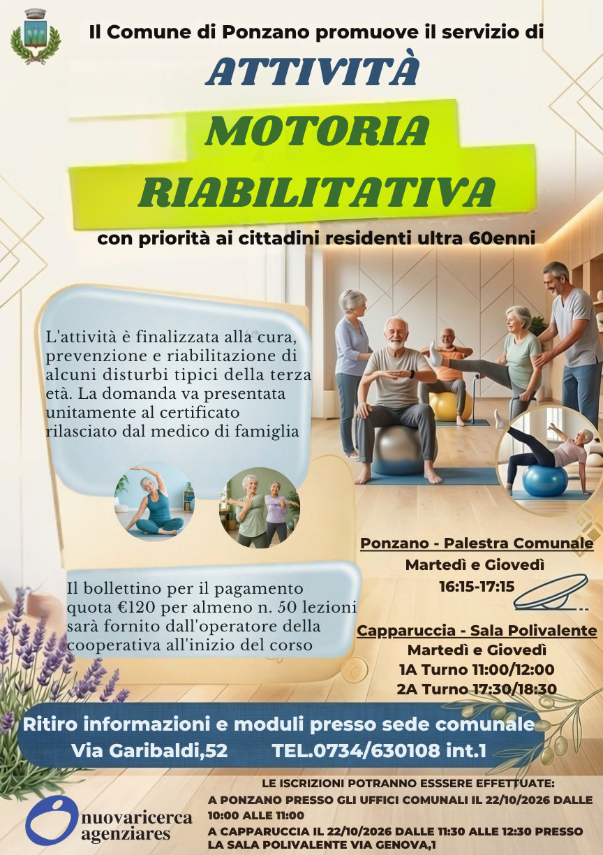 Corso di Attività Motoria Per Cittadini Residenti Ultra 60enni